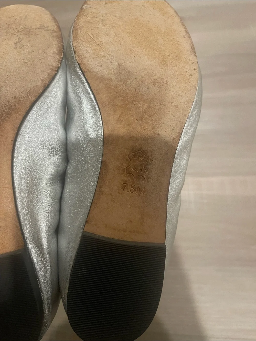 Tory Burch Liana silver ballet flats, size 7.5